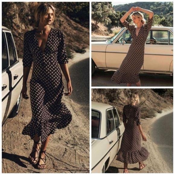 NWT $198 Flynn Skye Elsie Midi Dress Polka Dot - Picture 5 of 13